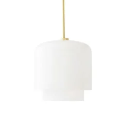 Suspension, Megumi 28, laiton et verre opalin, Ø28cm, H51cm - Please Wait to be Seated