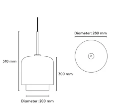 Suspension, Megumi 28, laiton et verre opalin, Ø28cm, H51cm - Please Wait to be Seated