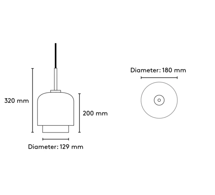 Suspension, Megumi 18, noir et verre opalin, Ø18cm, H32cm - Please Wait to be Seated