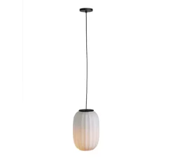 Suspension, Mei, structure noire et abat-jour blanc B, Ø17cm, H26cm - Carpyen