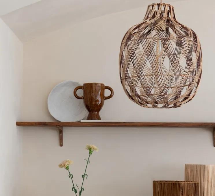 Suspension, Mendoza L, naturel et burgundy, Ø40cm, H53cm - Good&Mojo