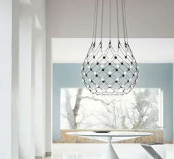 Suspension, Mesh D86N, noir, LED, Dim, phase cut, 2700k, 3252lm, Ø100cm, H90cm, 2m - Luceplan
