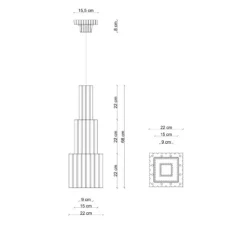 Suspension, Metra C2830, rouge, blanc, jaune, L22cm, H66cm - Ferroluce