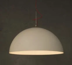 Suspension, Mezza Luna 2, blanc (intérieur blanc), câble rouge, Ø120cm, H60,5cm - In-es.artdesign