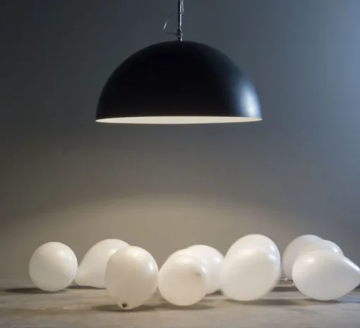 Suspension, Mezza Luna 1 lavagna, noir et blanc, ø70cm, H30cm - In-es.artdesign