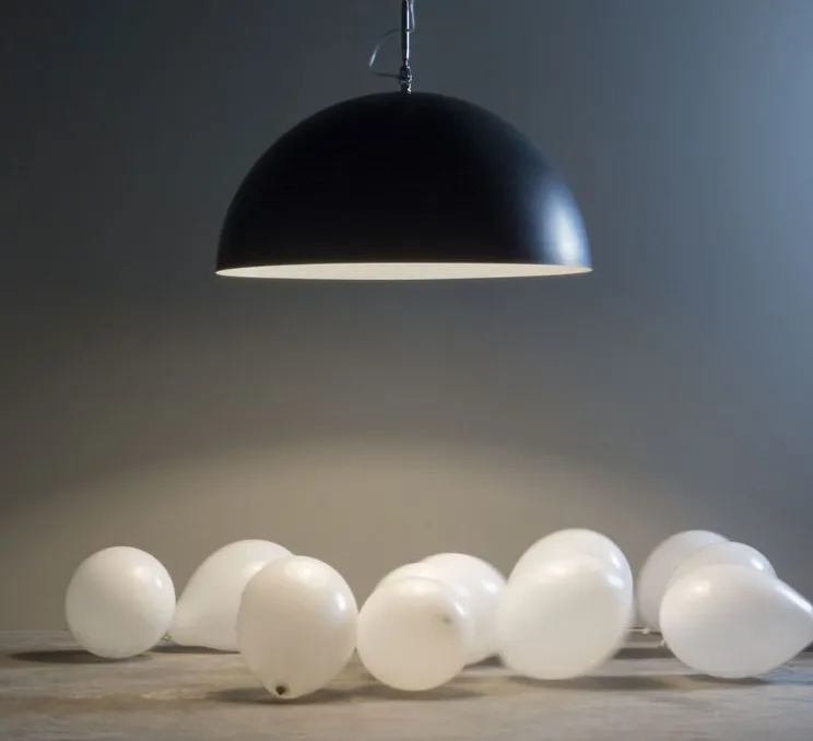 Suspension, Mezza Luna 1 lavagna, noir et blanc, ø70cm, H30cm - In-es.artdesign
