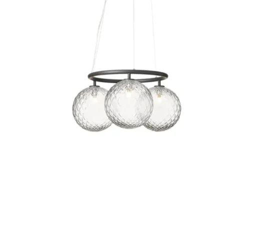 Suspension, Miira 3 Circular, gris, verre transparent, Ø54cm, H54cm - Nuura