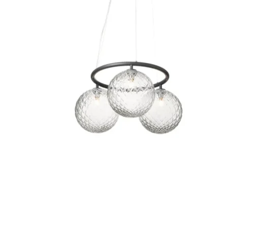 Suspension, Miira 3 Circular, gris, verre transparent, Ø54cm, H54cm - Nuura