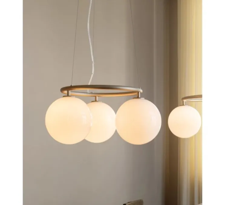 Suspension, Miira 3 Circular, laiton, verre opal, Ø54cm, H54cm - Nuura