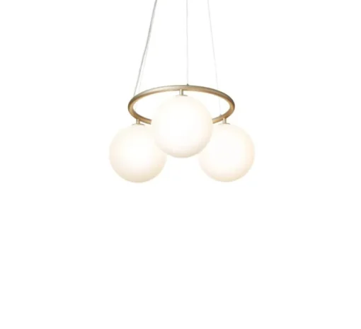 Suspension, Miira 3 Circular, laiton, verre opal, Ø54cm, H54cm - Nuura