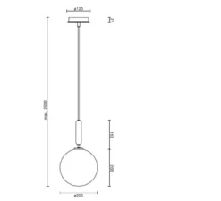 Suspension, Miira 1 large, noir, globe opalin, Ø20cm, H35,3cm - Nuura