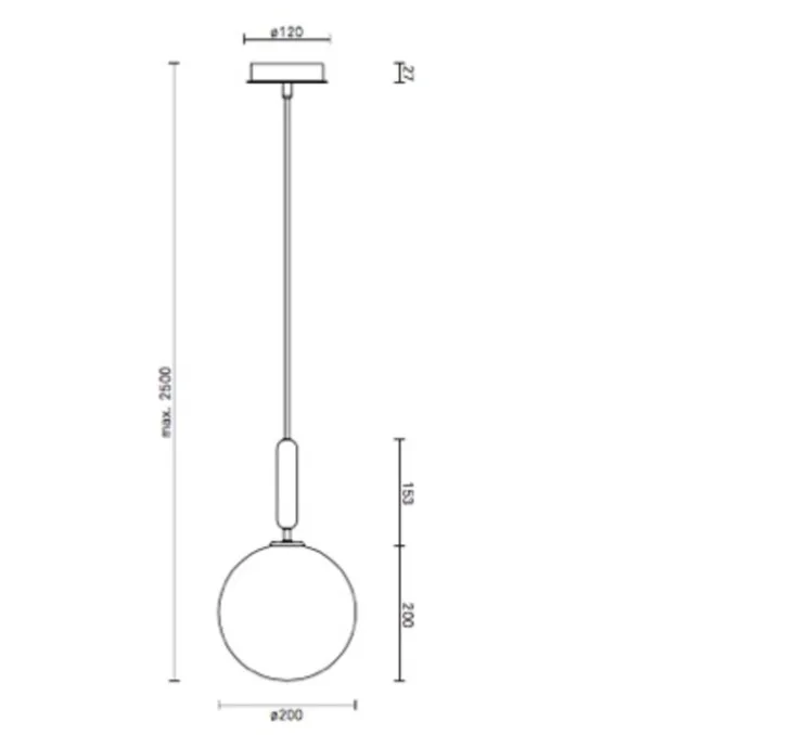 Suspension, Miira 1 large, noir, globe opalin, Ø20cm, H35,3cm - Nuura