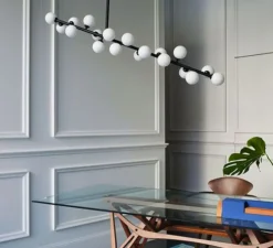 Suspension, MIMOSA, noir et blanc opalin, L126cm, H60cm - ATELIER ARETI