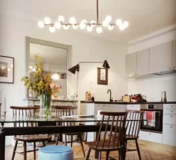 Suspension, MIMOSA, noir et blanc opalin, L126cm, H60cm - ATELIER ARETI