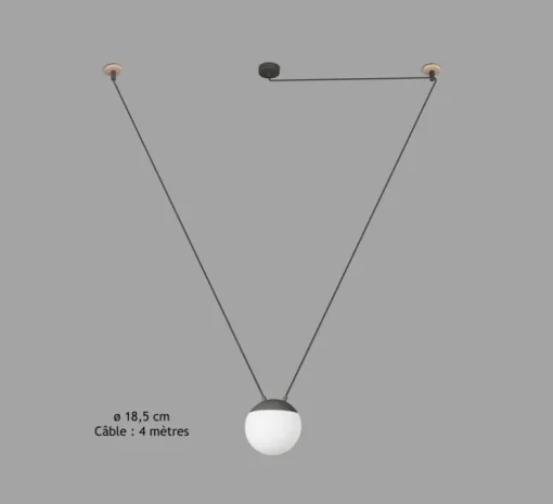 Suspension, Mine Space 1L, gris, LED, Ø18,5cm, H18,5cm - Faro