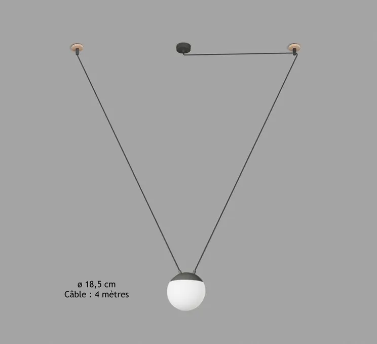 Suspension, Mine Space 1L, gris, LED, Ø18,5cm, H18,5cm - Faro