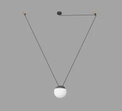 Suspension, Mine Space 1L, gris, LED, Ø18,5cm, H18,5cm - Faro