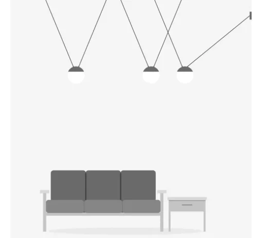 Suspension, Mine Space 3L, gris, LED, Ø18,5cm, H18,5cm - Faro