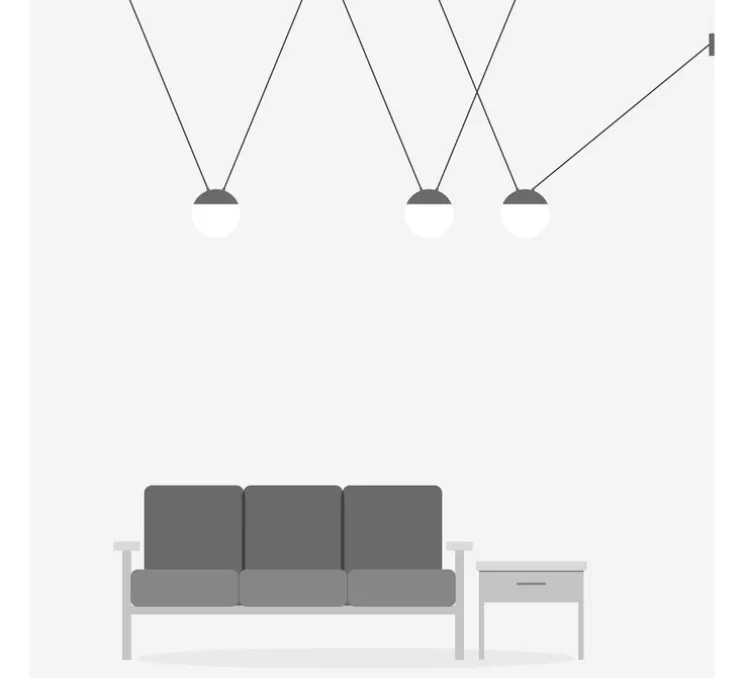 Suspension, Mine Space 3L, gris, LED, Ø18,5cm, H18,5cm - Faro