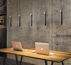 Suspension, MINIMAL, cuivre, LED, 2700K, 410lm, Ø3,5cm, H25,5cm - KDLN