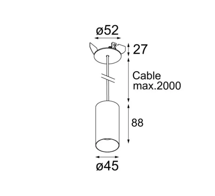 Suspension, Minude 45, noir, LED, 2700k, 429/579 lm, Ø4,5cm, H8,8cm - Modular