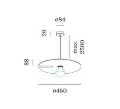 Suspension, Mirro suspended 2.0, noir mat et aluminium, Ø45cm, H8.8cm - Wever&Ducré