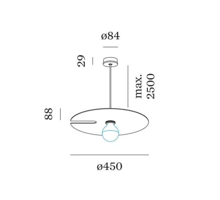Suspension, Mirro suspended 2.0, noir mat et aluminium, Ø45cm, H8.8cm - Wever&Ducré