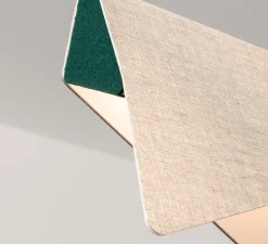 Suspension, Mobula Grande, blanc, tissus doré, feutrine vert sapin/aubergine, L21cm, H28cm - Designheure