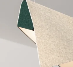 Suspension, Mobula Petite, blanc, tissus doré, feutrine vert sapin/aubergine, LED, 3000K, lm, L17cm, H22cm - DesignHeure