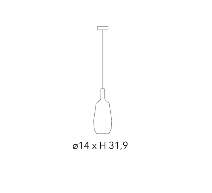Suspension, MoM slim, noir, rosace noire, câble 2m, Ø14cm, H31,9cm - Penta