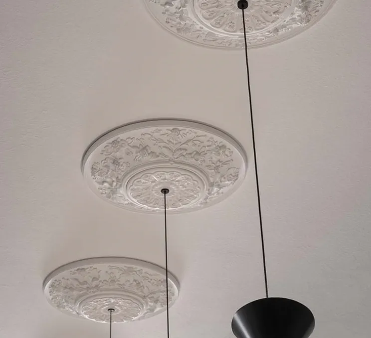 Suspension, Moonbloom 2B, blanc & noir, rosace 40cm, LED, dim, 3000k, 2728 lm, Ø11cm, H107cm - Karman