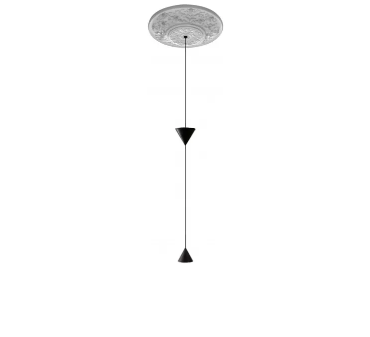 Suspension, Moonbloom 2B, blanc & noir, rosace 40cm, LED, dim, 3000k, 2728 lm, Ø11cm, H107cm - Karman