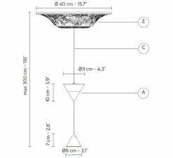Suspension, Moonbloom 2B, blanc & noir, rosace 40cm, LED, dim, 3000k, 2728 lm, Ø11cm, H107cm - Karman
