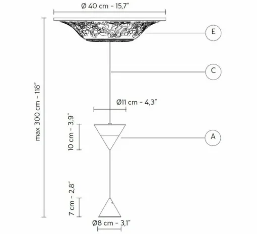 Suspension, Moonbloom 2B, blanc & noir, rosace 40cm, LED, dim, 3000k, 2728 lm, Ø11cm, H107cm - Karman