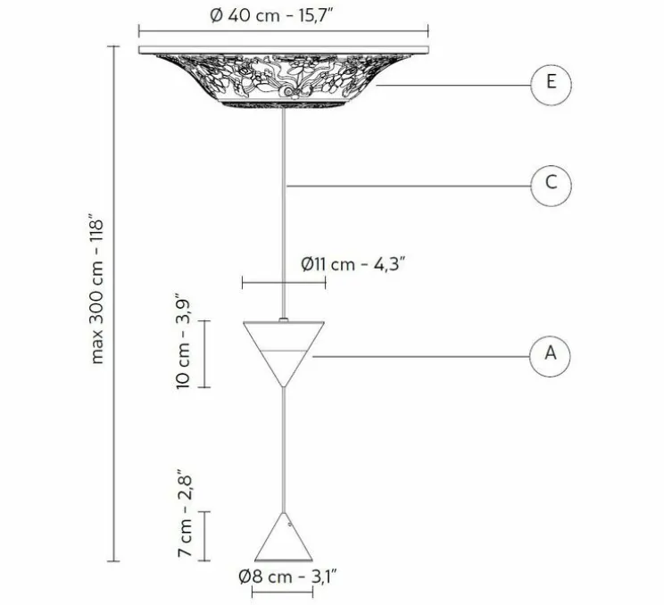Suspension, Moonbloom 2B, blanc & noir, rosace 40cm, LED, dim, 3000k, 2728 lm, Ø11cm, H107cm - Karman