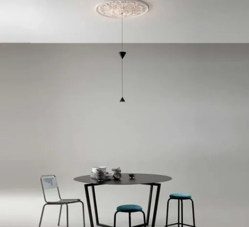 Suspension, Moonbloom 8B, blanc & noir, rosace 75cm, LED, dim, 2700k, 2728 lm, Ø11cm, H107cm - Karman