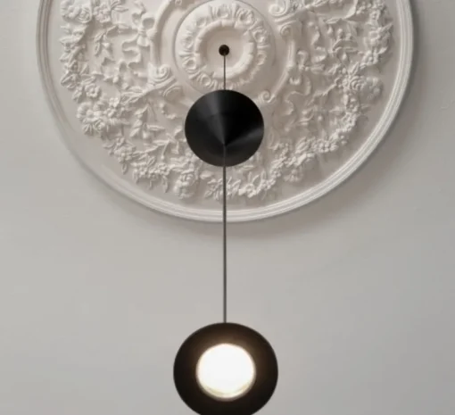 Suspension, Moonbloom 8B, blanc & noir, rosace 75cm, LED, dim, 2700k, 2728 lm, Ø11cm, H107cm - Karman