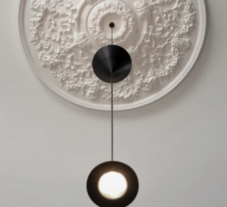 Suspension, Moonbloom 8B, blanc & noir, rosace 75cm, LED, dim, 2700k, 2728 lm, Ø11cm, H107cm - Karman