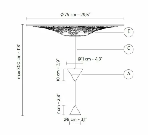 Suspension, Moonbloom 8B, blanc & noir, rosace 75cm, LED, dim, 2700k, 2728 lm, Ø11cm, H107cm - Karman