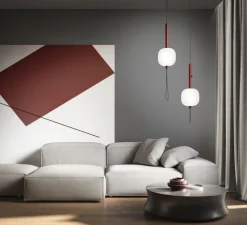 Suspension, Motus, rouge, LED, dim, 2700K, 2420 lm, Ø24cm, H60cm - KDLN