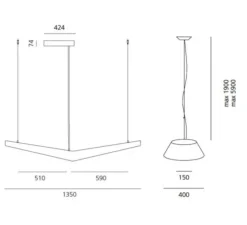 Suspension, Mouette Symmetric, blanc, IP40, LED, 3000K, 6107lm, L135cm, H15cm - Artemide