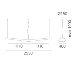 Suspension, Mouette, symétrique, non variable, blanc, IP40-20, LED, 3000K, 12215lm, L255cm, H21cm - Artemide