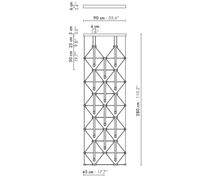 Suspension, Mozaik 2x5, blanc, L90cm, H280cm - Designheure