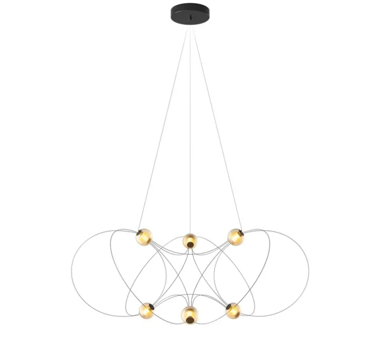 Suspension, Munari 6, noir, LED, dim, 2400K, 3840 lm, Ø120cm, H45cm - DCW éditions Paris