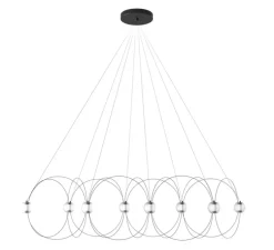 Suspension, Munari 8, noir, LED, dim, 2400K, 5120 lm, L156cm, H42cm - DCW éditions Paris