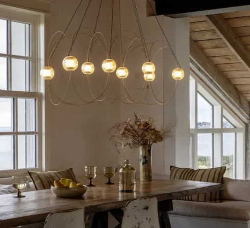 Suspension, Munari 8, or, LED, dim, 2400K, 5120 lm, L156cm, H42cm - DCW éditions Paris