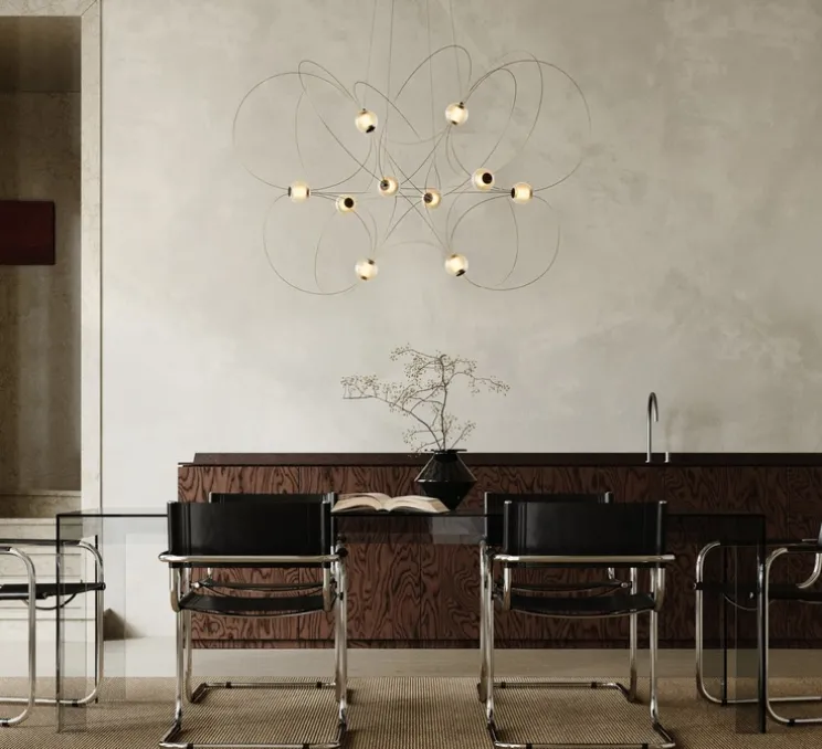 Suspension, Munari 10, or, LED, dim, 2400K, 6400 lm, L120cm, H82cm - DCW éditions Paris