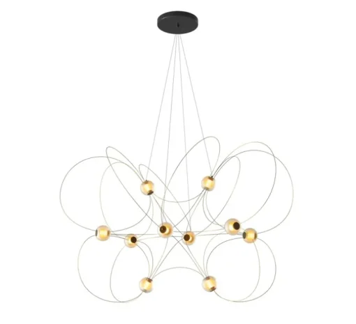 Suspension, Munari 10, or, LED, dim, 2400K, 6400 lm, L120cm, H82cm - DCW éditions Paris
