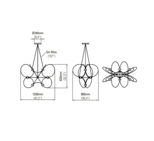 Suspension, Munari 10, or, LED, dim, 2400K, 6400 lm, L120cm, H82cm - DCW éditions Paris