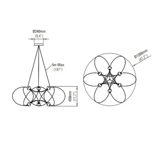Suspension, Munari 6, or, LED, dim, 2400K, 3840 lm, Ø120cm, H45cm - DCW éditions Paris